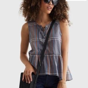 Lucky Brand Purple Multicolored Plaid Sleeveless Blouse Tie Front Size M